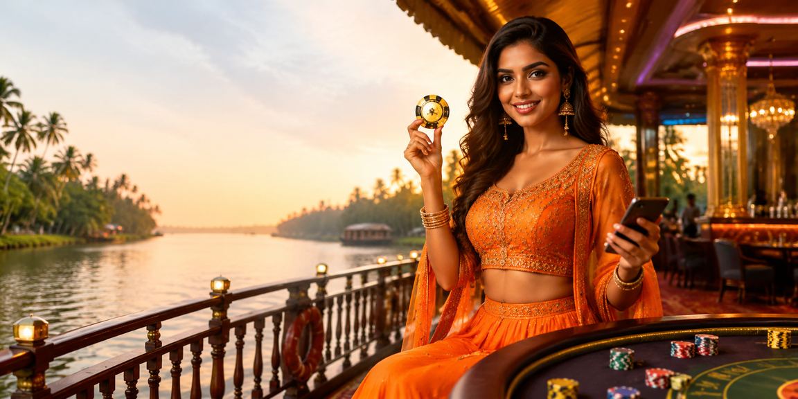 Mobile casino entertainment at Kerala backwaters in India